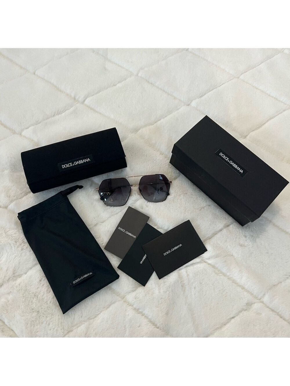 Dolce & Gabbana DG2157 Gold Aviator Polarized Polygon Sunglasses Black - Picture 2 of 15